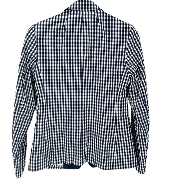 J.Crew Gingham blue white Blazer nautical preppy casual vacation office size 2 - Picture 2 of 11